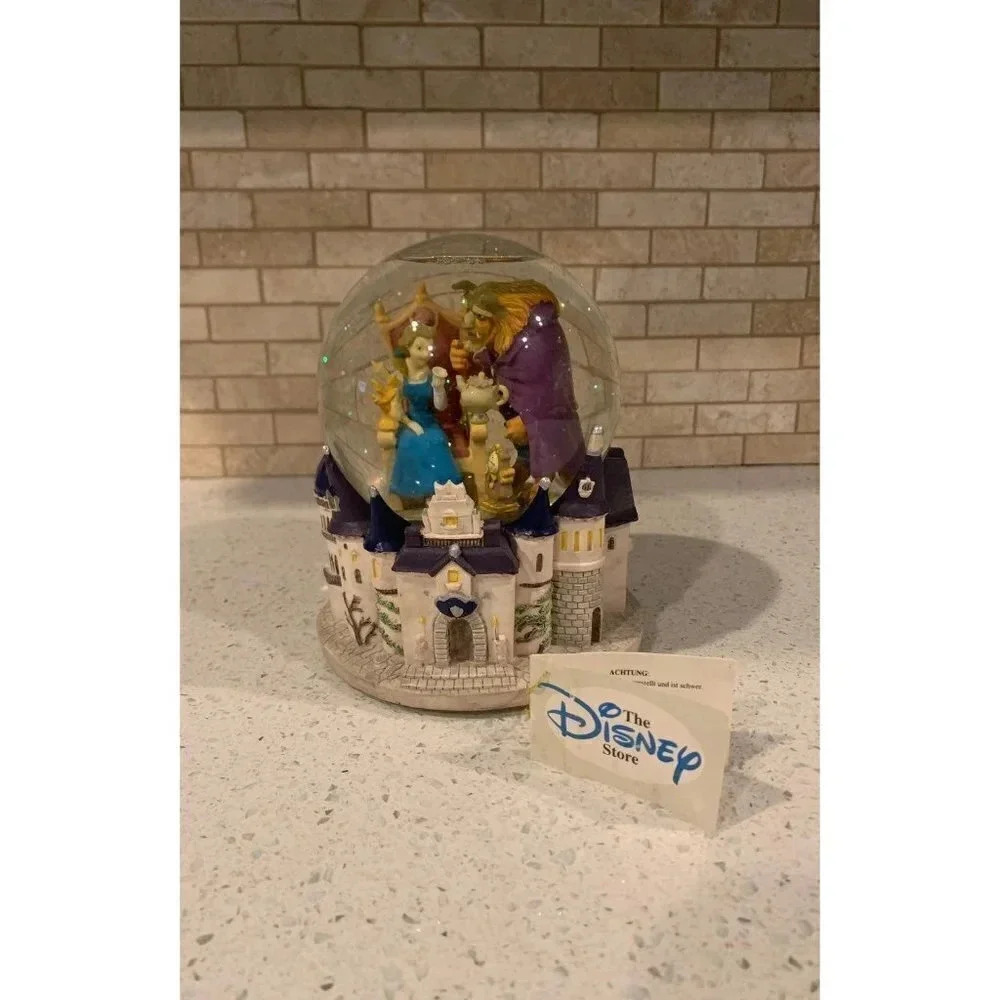 Disney Beauty and the Beast Music Box Snow globe Rare Vintage 1990s - Belle‎